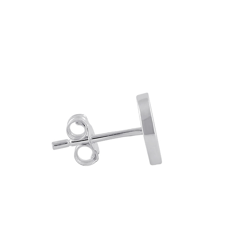 Sterling Silver Flat Circle Stud Earrings