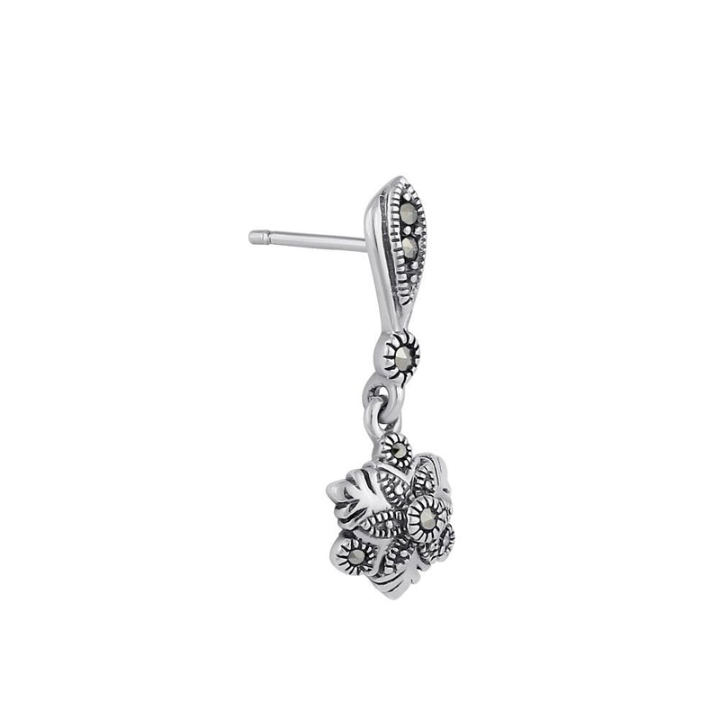 Sterling Silver Snowflake Marcasite Dangle Earrings