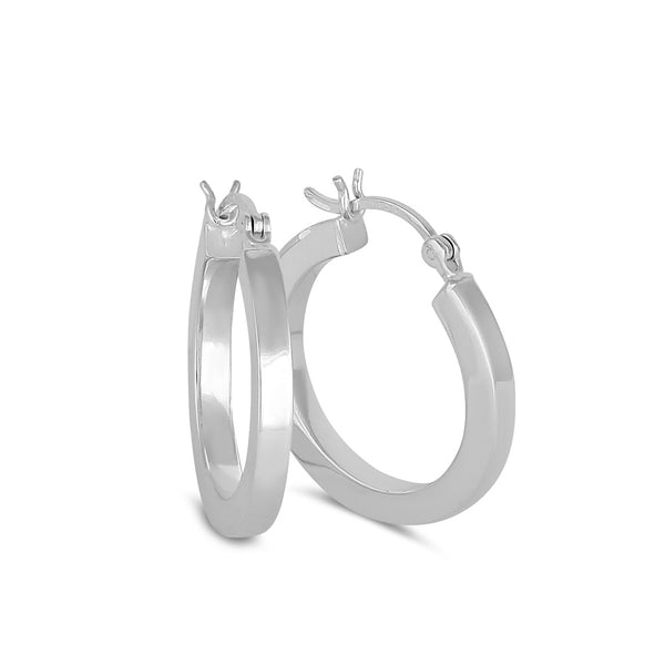 Sterling Silver 3.0mm x 15.0mm Hoop Earrings