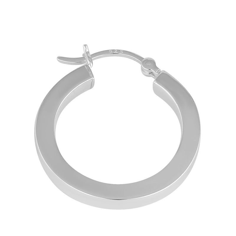 Sterling Silver 3.0mm x 20.0mm Hoop Earrings