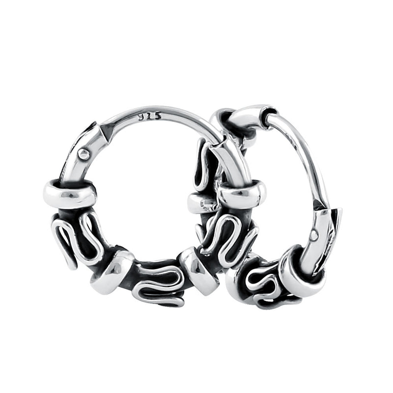 Sterling Silver 3.5mm x 14.0mm Triple Swirl Balil Hoop Earrings