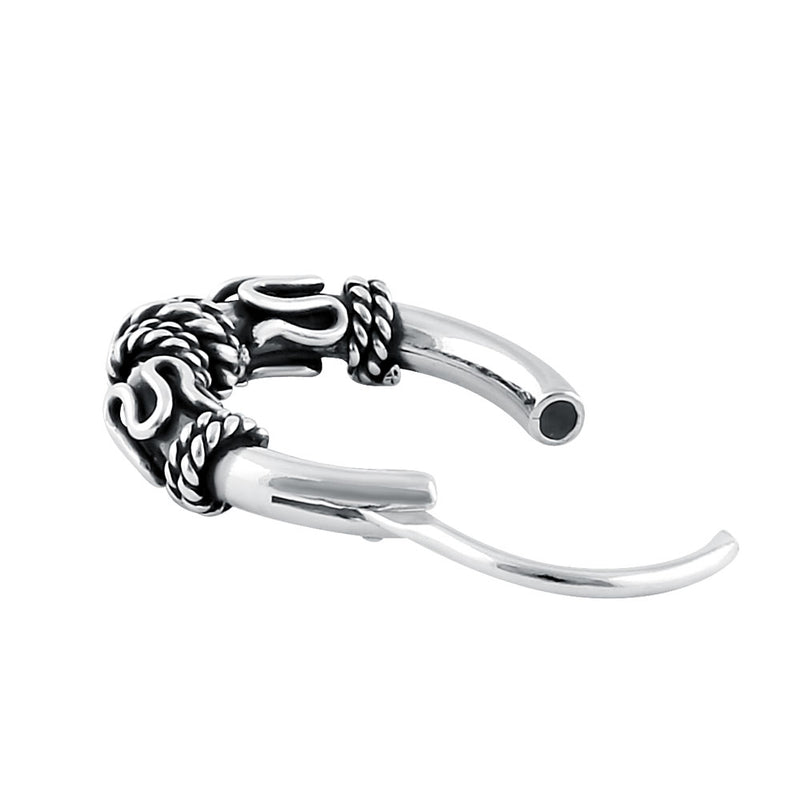 Sterling Silver 4.0mm x 16.0mm Bali Rope Hoop Earrings