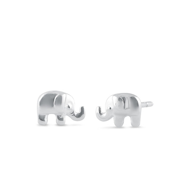 Sterling Silver Elephant Stud Earrings