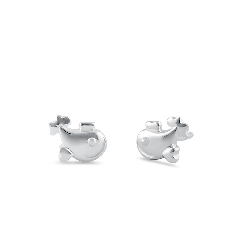 Sterling Silver Happy Fish Stud Earrings