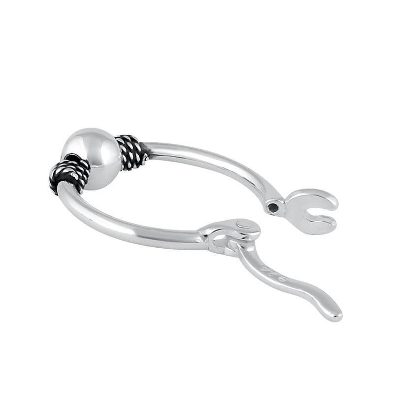 Sterling Silver 1.3mm x 14.0mm Bali Bead and Rope Hoop Earrings