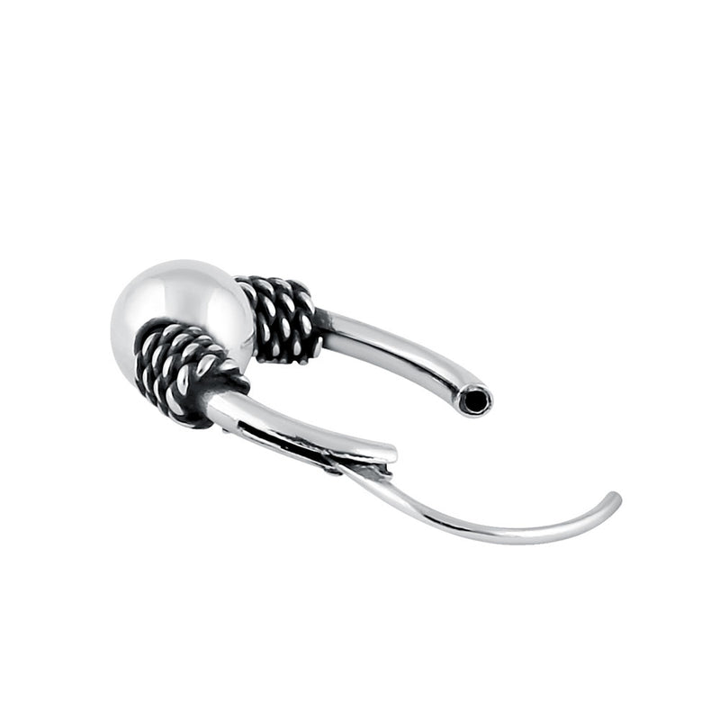 Sterling Silver 1.3mm x 12.5mm Bali Bead and Rope Hoop Earrings