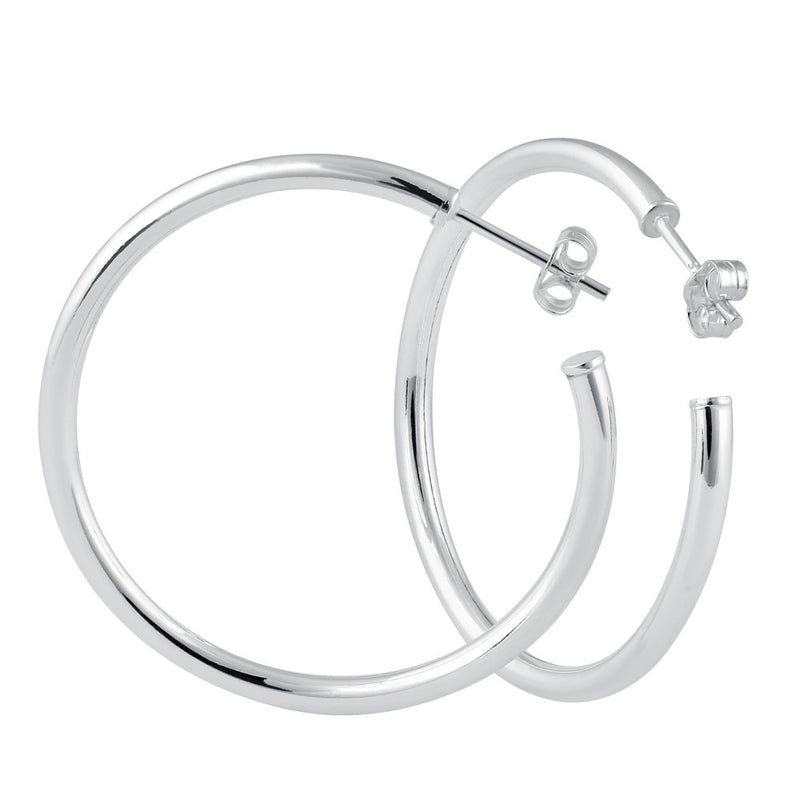 Sterling Silver 2.5mm x 30.0mm Hoop Earrings