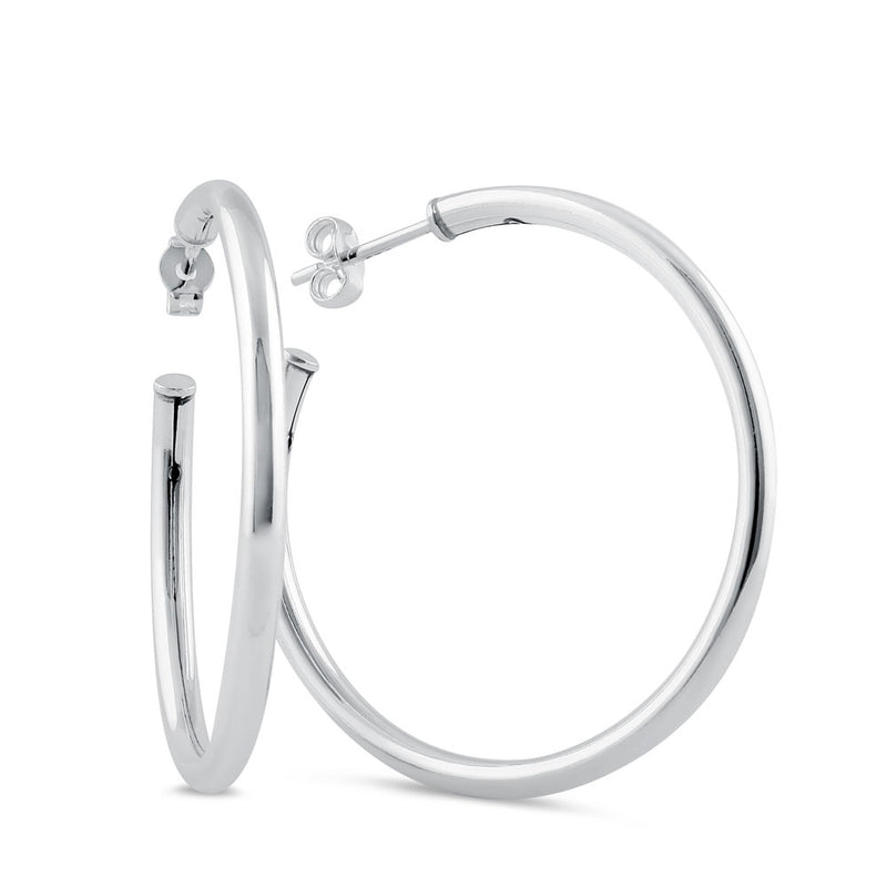 Sterling Silver 2.5mm x 35.0mm Hoop Earrings