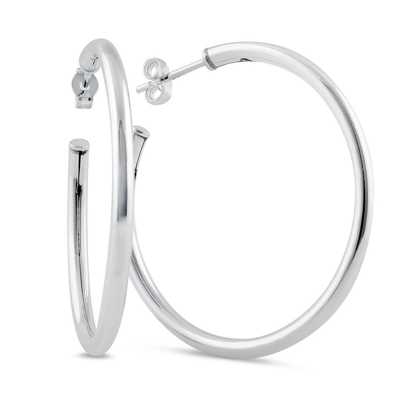 Sterling Silver 2.5mm x 45.0mm Hoop Earrings