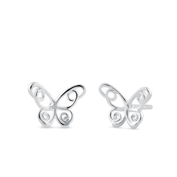 Sterling Silver Cute Butterfly Stud Earrings