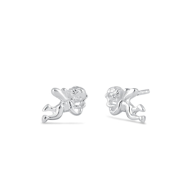 Sterling Silver Cupid Stud Earrings