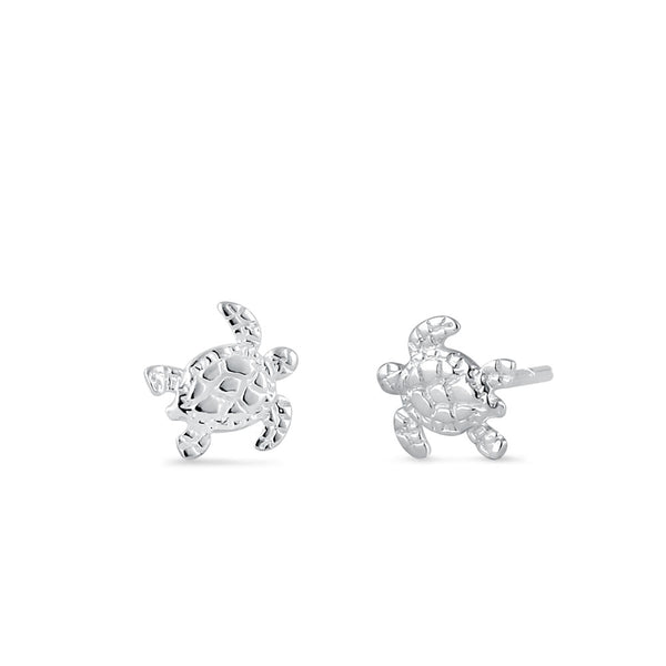 Sterling Silver Turtle Stud Earrings