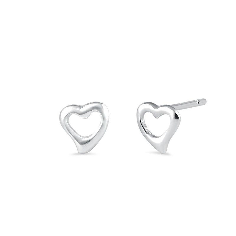 Sterling Silver Dainty Heart Stud Earrings