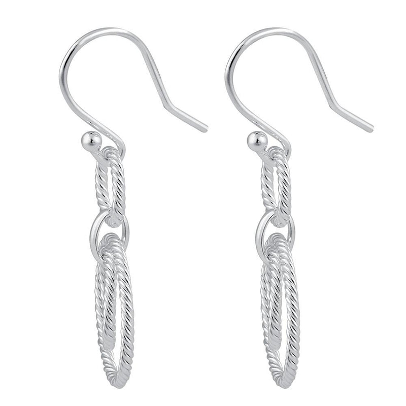 Sterling Silver Circular Rope Links Dangle Earrings