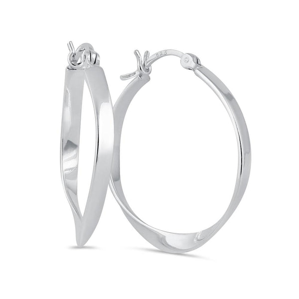 Sterling Silver 1.0mm x 27.0mm Hoop Twist Earrings