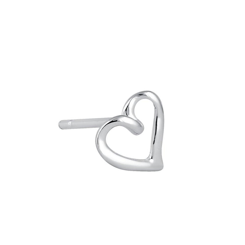 Sterling Silver Cursive Heart Stud Earrings