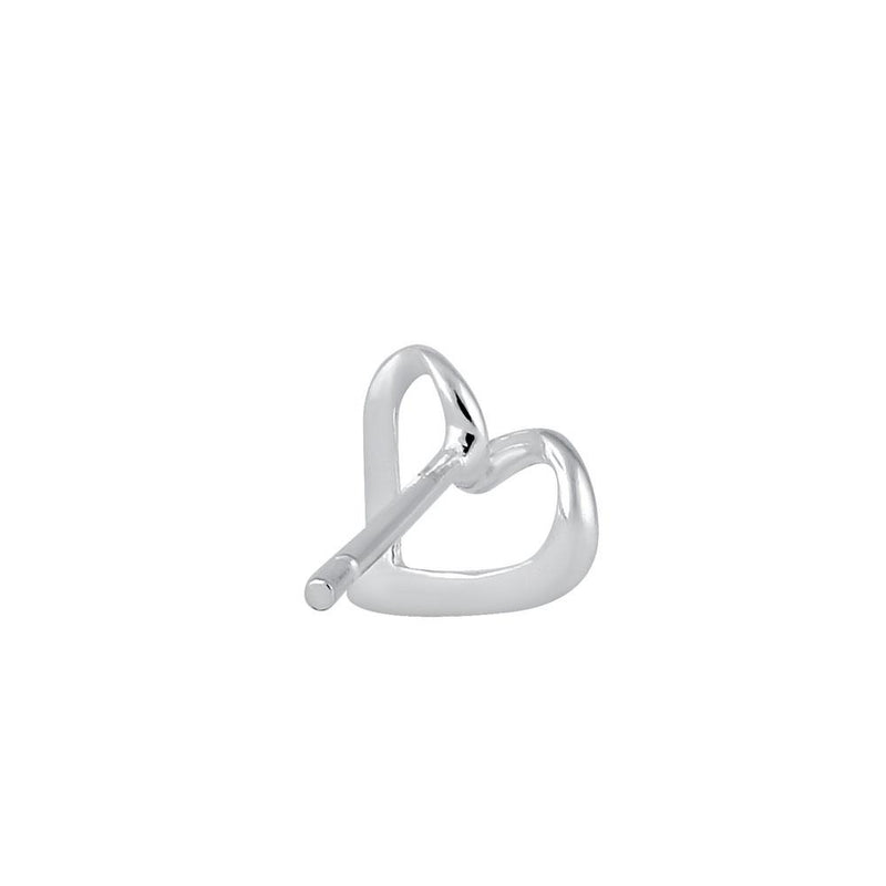 Sterling Silver Cursive Heart Stud Earrings