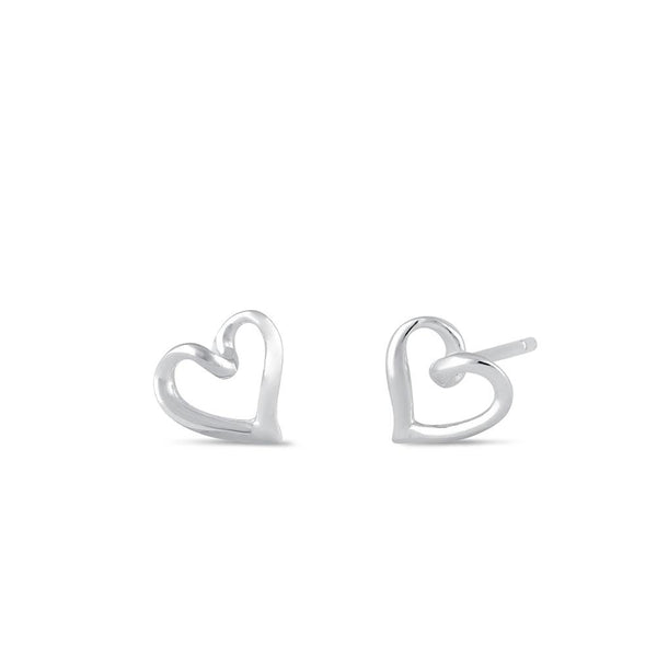 Sterling Silver Cursive Heart Stud Earrings