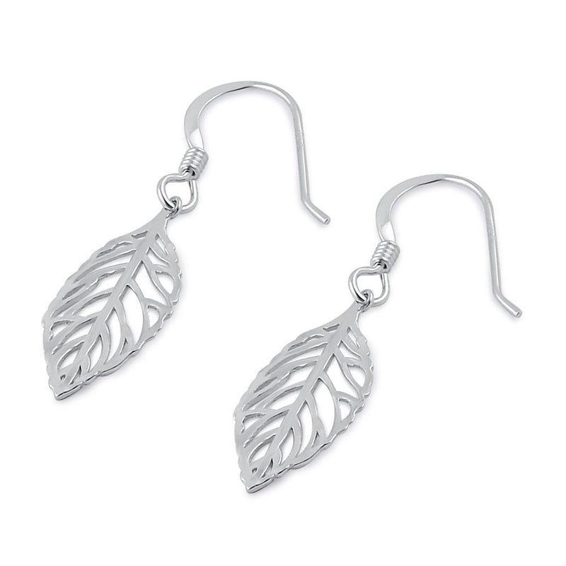 Sterling Silver Trendy Leaf Dangle Earrings
