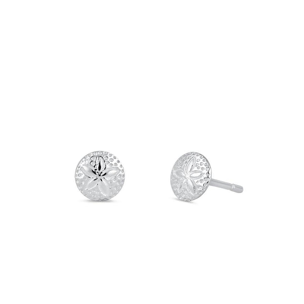 Sterling Silver 6.0mm Sand Dollar Dangle Earrings