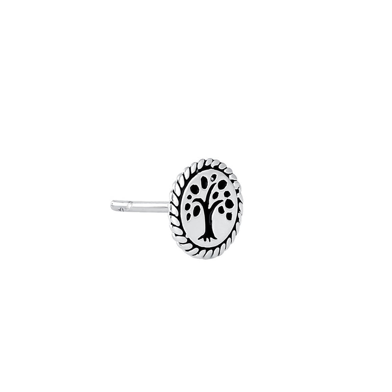 Sterling Silver Roped Circle Tree of Life Earrings