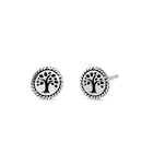 Sterling Silver Roped Circle Tree of Life Earrings