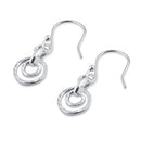 Sterling Silver Cicular Diamond Cut Links Dangle Earrings
