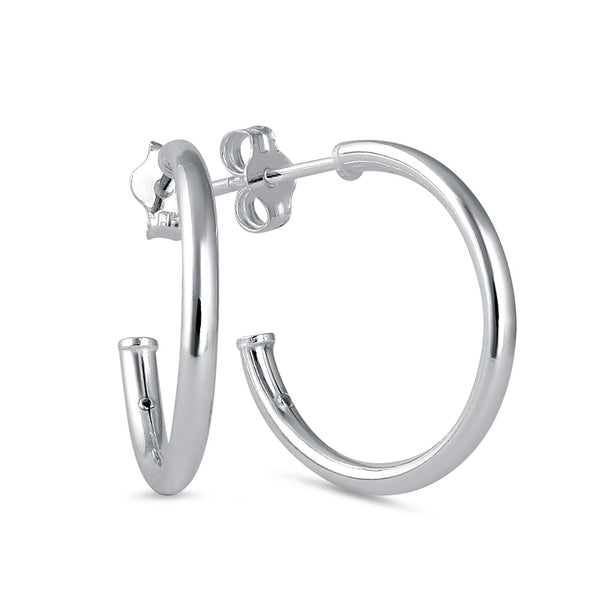 Sterling Silver 19mm x 2mm Hoop Earrings