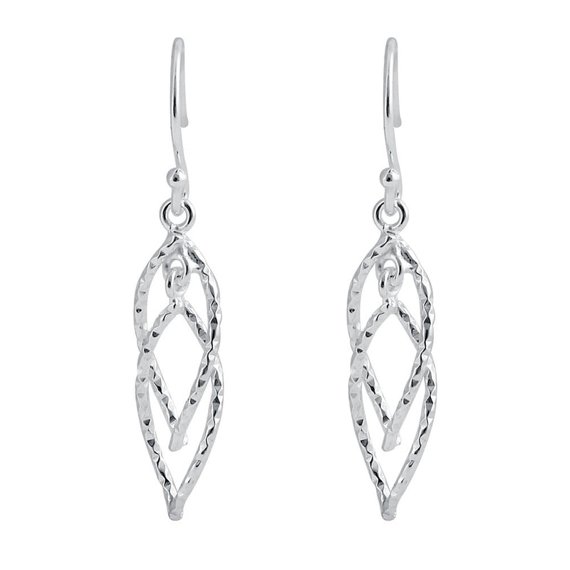 Sterling Silver Hammered Marquise Twist Earrings