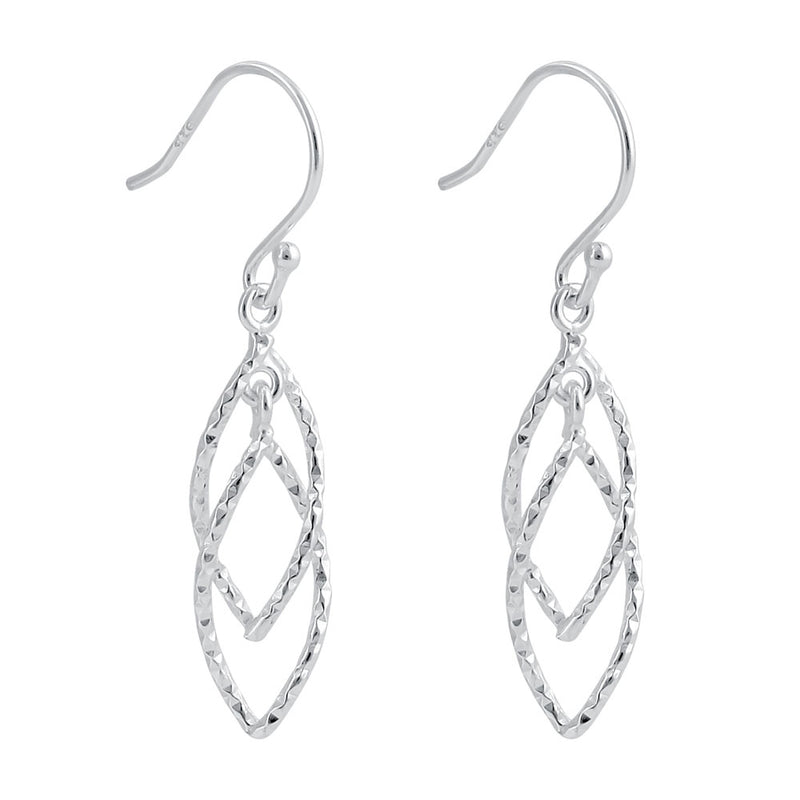 Sterling Silver Hammered Marquise Twist Earrings