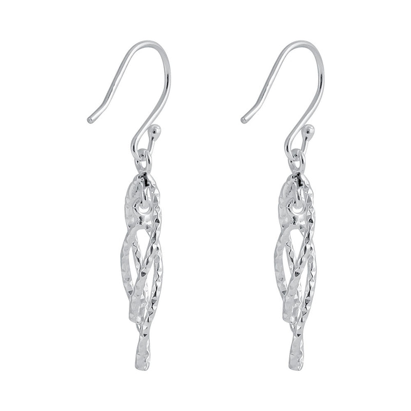 Sterling Silver Hammered Marquise Twist Earrings