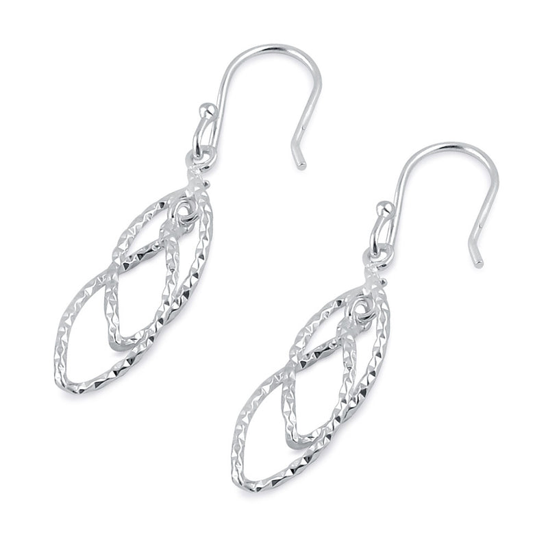 Sterling Silver Hammered Marquise Twist Earrings