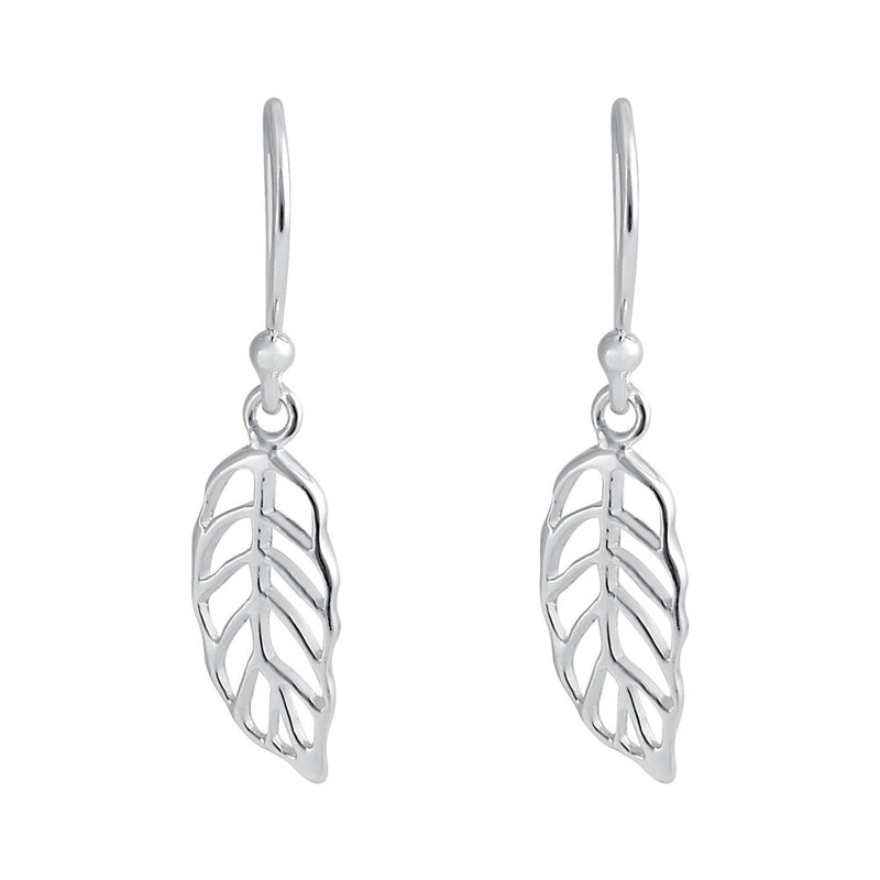 Sterling Silver Leaf Dangle Earrings