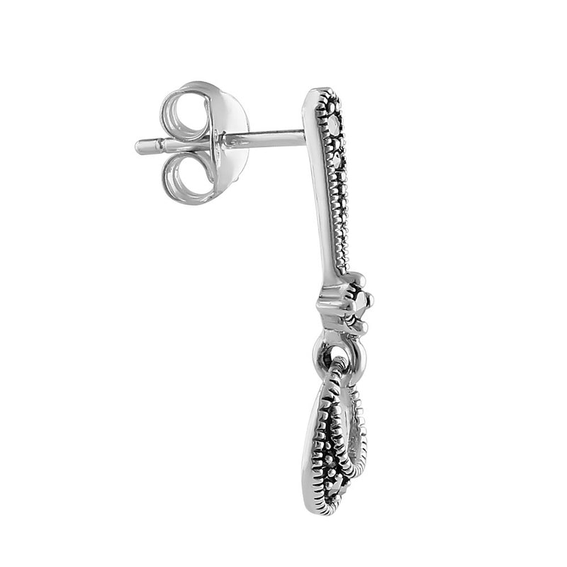 Sterling Silver Elegant Dainty Marcasite  Earrings