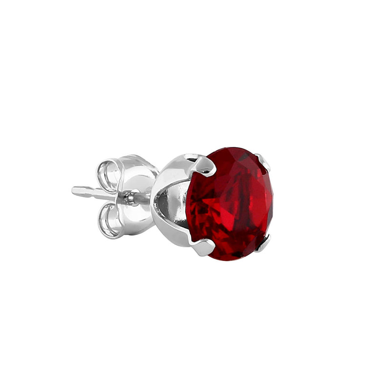 1.5ct Sterling Silver Round Garnet CZ Stud Earrings 6mm