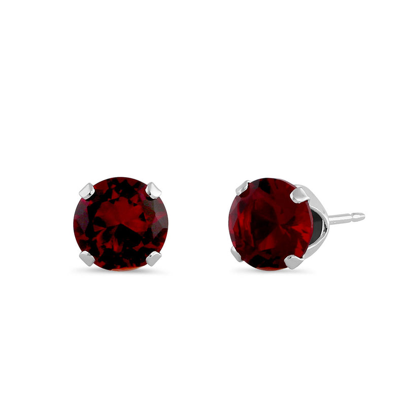 1.5ct Sterling Silver Round Garnet CZ Stud Earrings 6mm