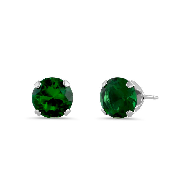 1.5ct Sterling Silver Round Green CZ Stud Earrings 6mm