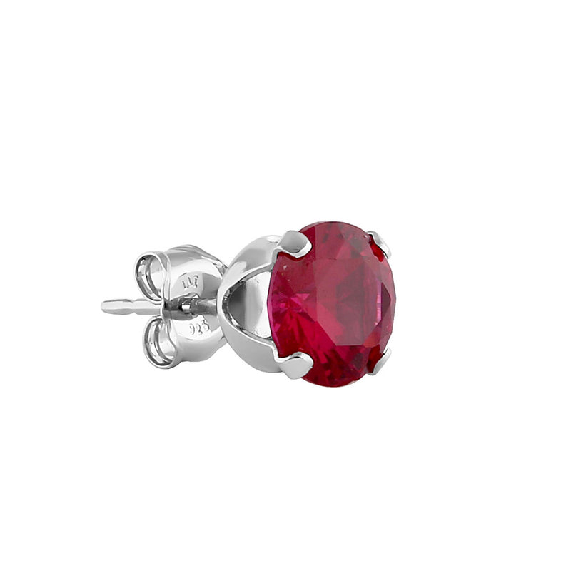 0.9ct Sterling Silver Round Ruby CZ Stud Earrings 5mm