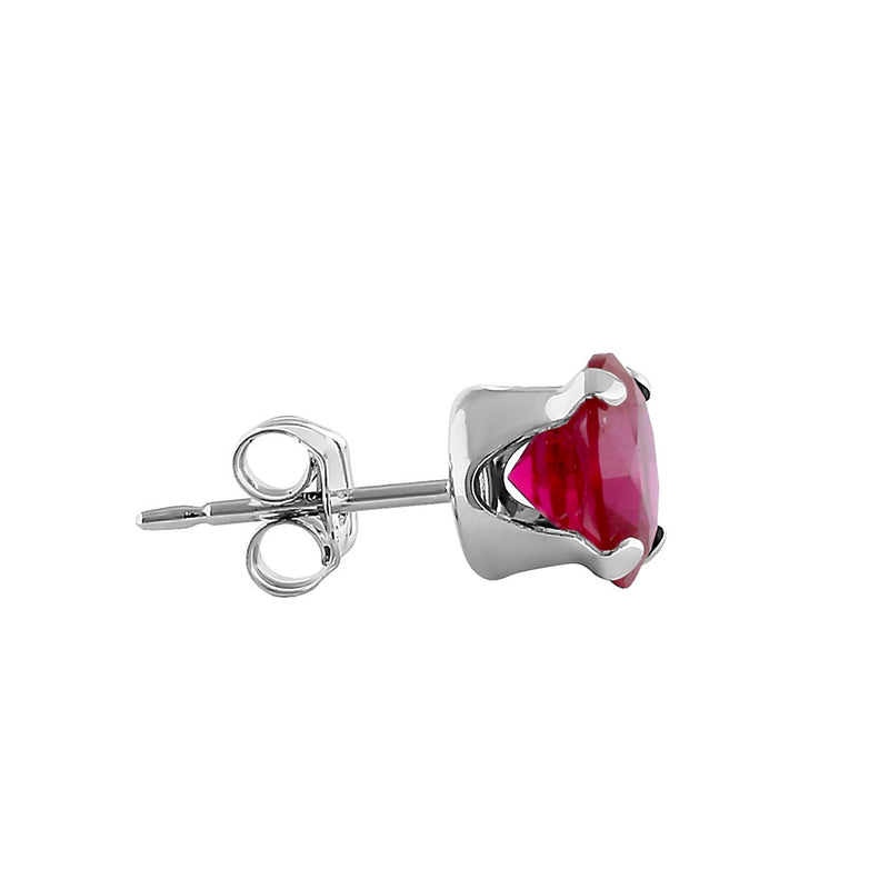 0.9ct Sterling Silver Round Ruby CZ Stud Earrings 5mm