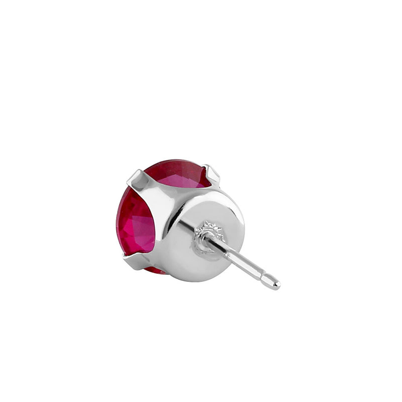 1.5ct Sterling Silver Round Ruby CZ Stud Earrings 6mm