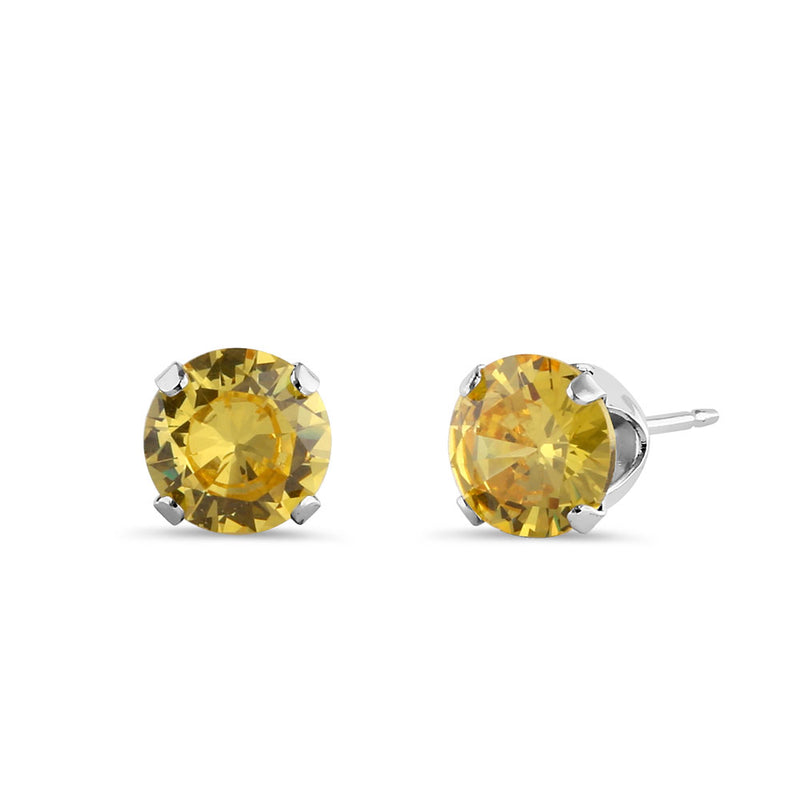 1.5ct Sterling Silver Round Yellow CZ Stud Earrings 6mm