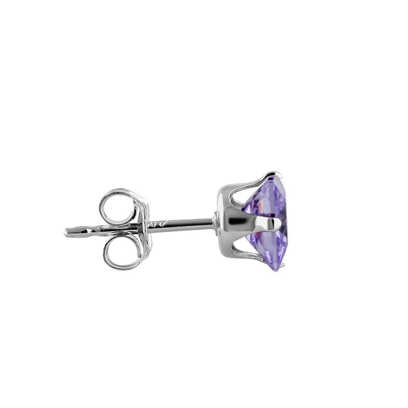 0.8ct Sterling Silver Lavender Square CZ Stud Earrings 4mm