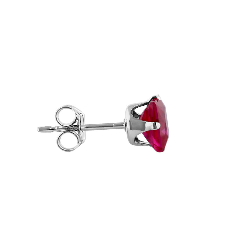1.4ct Sterling Silver Ruby Square CZ Stud Earrings 5mm
