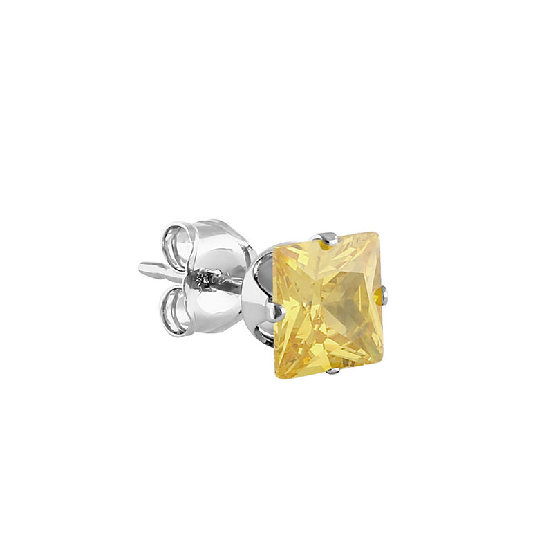 1.4ct Sterling Silver Yellow Square CZ Stud Earrings 5mm