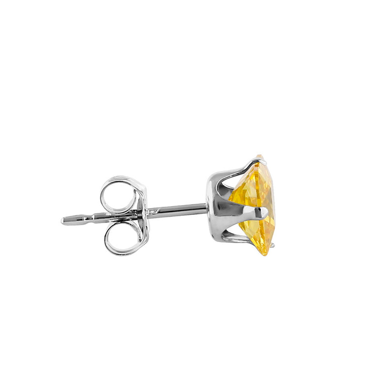 0.8ct Sterling Silver Yellow Square CZ Stud Earrings 4mm