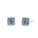 1.4ct Sterling Silver Aquamarine Square CZ Stud Earrings 5mm