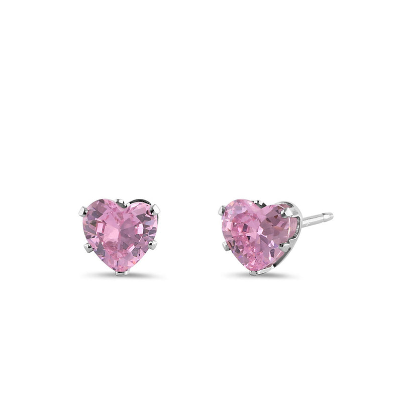 0.44ct Sterling Silver Pink Heart CZ Stud Earrings 5mm