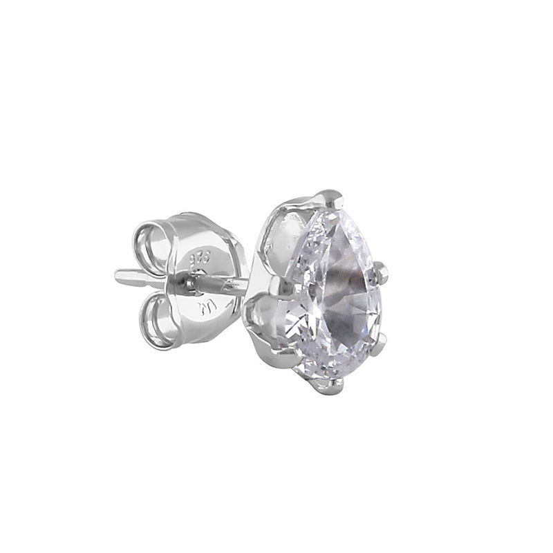 0.8ct Sterling Silver Clear Pear CZ Stud Earrings 6mm x 4mm