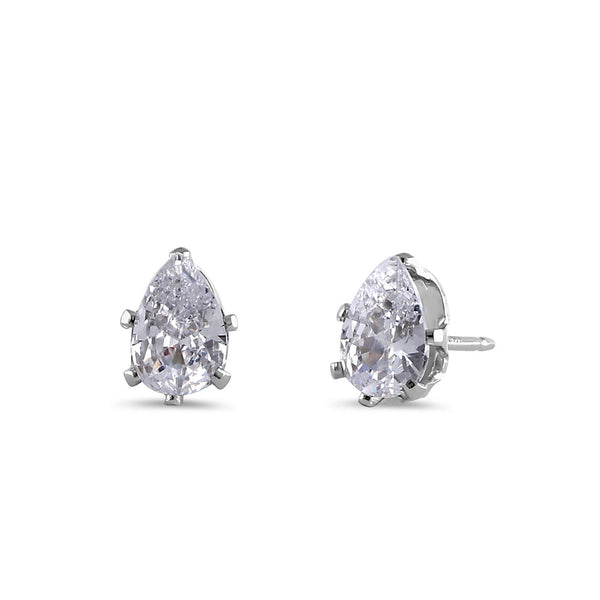 0.8ct Sterling Silver Clear Pear CZ Stud Earrings 6mm x 4mm