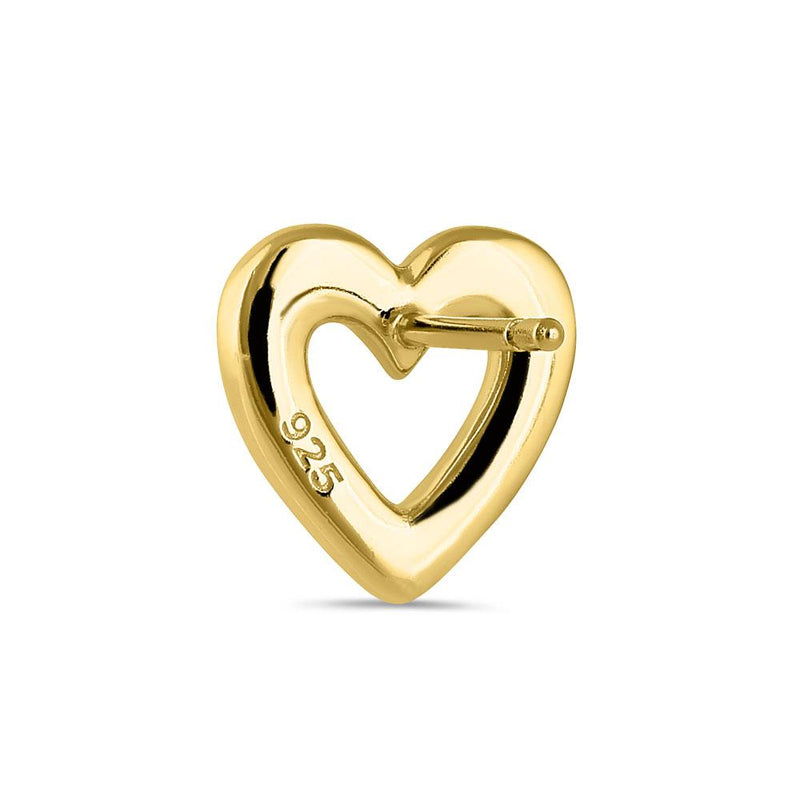 Sterling Silver Yellow Gold Plated Colorful CZ Heart Stud Earrings